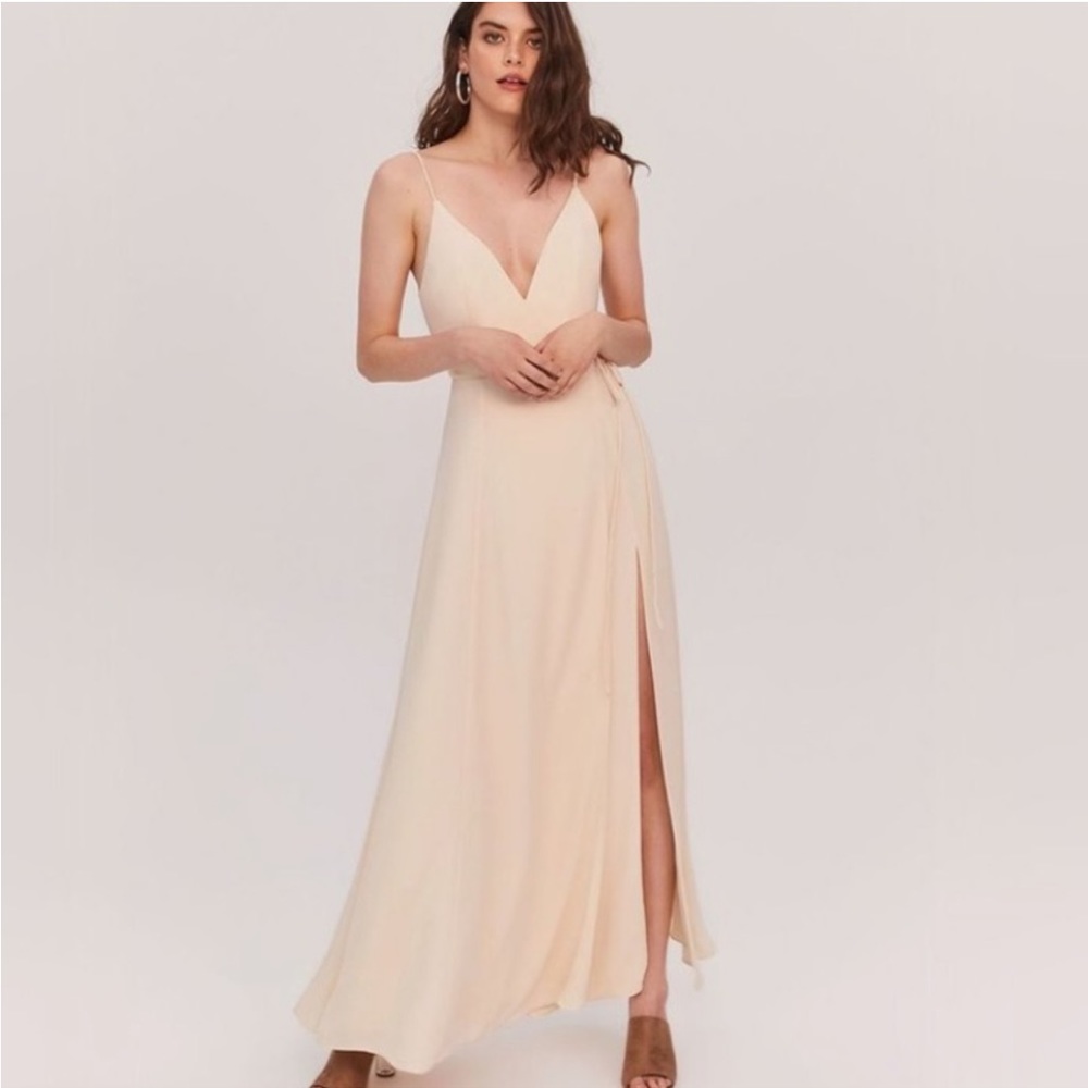 Fame and Partners Tilbury Maxi Wrap Gown/Dress in Cream/Light Pink / Size US 2